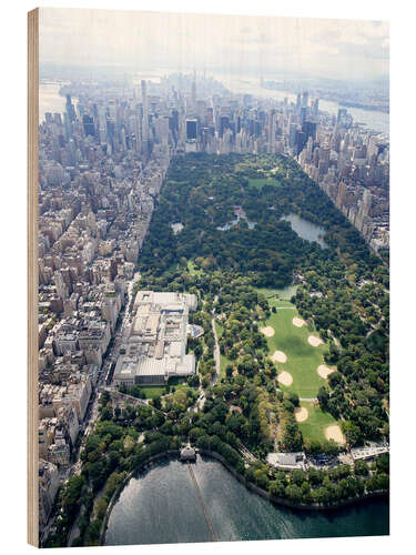 Wood print NYC Central Park aerial view