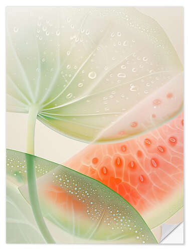 Sticker mural Delicate watermelon with drops