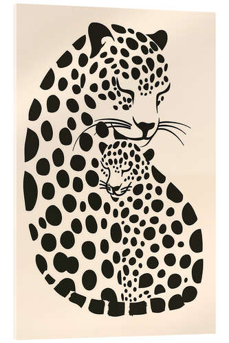 Akrylbilde Leopard mother with baby