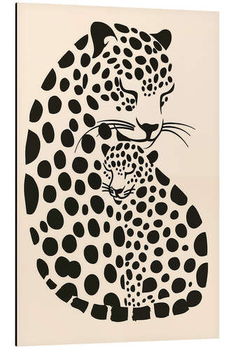 Aluminiumtavla Leopard mother with baby