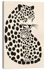 Canvas-taulu Leopard mother with baby - Frank Daske