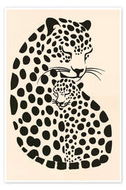 Wall print Leopard mother with baby - Frank Daske