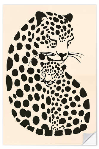 Vinilo para la pared Leopard mother with baby