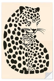 Vinilo para la pared Leopard mother with baby - Frank Daske