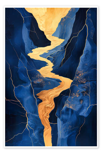 Poster Golden Waterfall in Blue Mountains