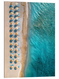 Gallery print Aerial view of beach with umbrellas on Crete, Greece