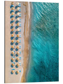 Magnettafel Luftbild Strand mit Sonnenschirmen auf Kreta, Griechenland