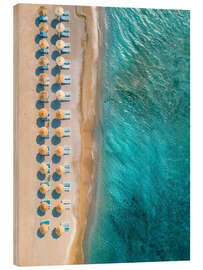 Wood print Aerial view of beach with umbrellas on Crete, Greece - Christian Müringer