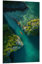 Magnettafel Luftbild Kajak in der Halong Bucht, Vietnam