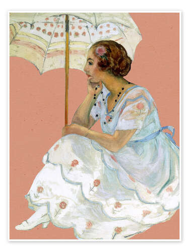 Poster Junge Frau mit einem Schirm, St. Maxime