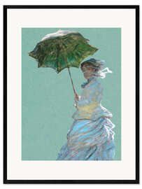 Gerahmter Kunstdruck Frau mit Sonnenschirm