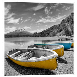 Acrylic print Picturesque Shoji Lake with Fuji in colorkey