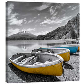 Quadro em tela Picturesque Shoji Lake with Fuji in colorkey - Melanie Viola