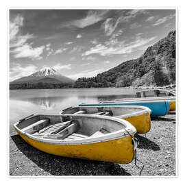 Póster Picturesque Shoji Lake with Fuji in colorkey - Melanie Viola