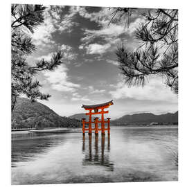 Hartschaumbild Zinnoberrotes Tor des Itsukushima-Schreins auf Miyajima