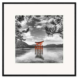 Gerahmter Kunstdruck Zinnoberrotes Tor des Itsukushima-Schreins auf Miyajima