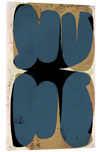 Obraz na szkle akrylowym Blue and neutrals abstract painting on burlap