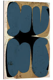 Tableau en aluminium Blue and neutrals abstract painting on burlap - Marco Marella