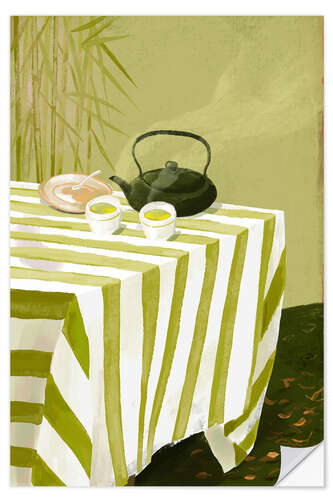 Wall sticker Autumn tea garden in green
