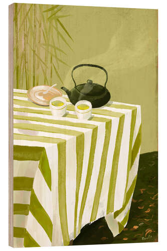 Cuadro de madera Autumn tea garden in green