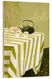 Wood print Autumn tea garden in green - Marco Marella