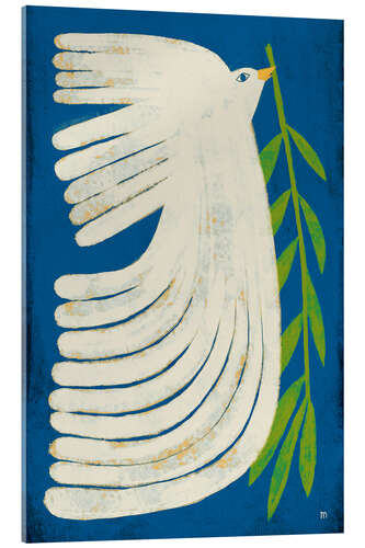 Quadro em acrílico White dove of peace flying under blue sky