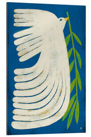 Gallery print White dove of peace flying under blue sky