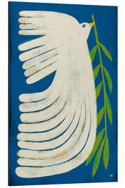 Magnettafel Weiße Friedenstaube fliegt unter blauem Himmel