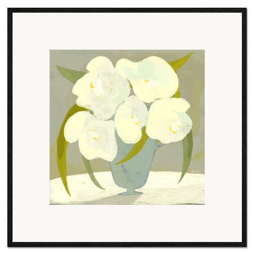 Innrammet kunsttrykk Vase with white flowers