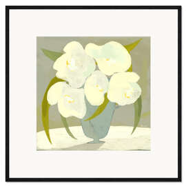 Impressão artística com moldura Vase with white flowers