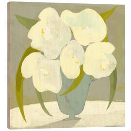 Trätavla Vase with white flowers