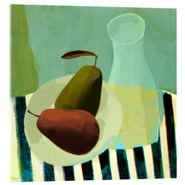Akrylglastavla Kitchen still life with pears and wine jug - Marco Marella