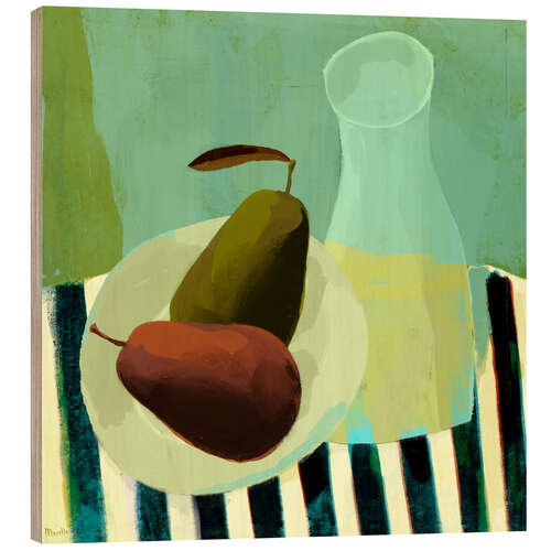 Obraz na drewnie Kitchen still life with pears and wine jug