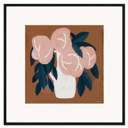 Impression artistique encadrée Pink flowers vase still life
