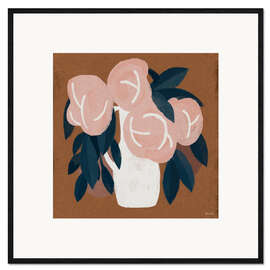 Impression artistique encadrée Pink flowers vase still life