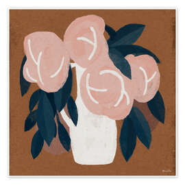 Poster Pink flowers vase still life