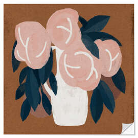 Autocolante decorativo Pink flowers vase still life