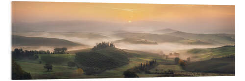 Acrylglas print Morning mist in Tuscany
