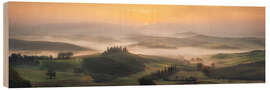 Stampa su legno Morning mist in Tuscany