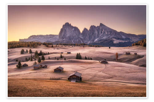 Poster Autumn morning on the Seiser Alm, South Tyrol