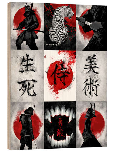 Wood print Samurai Bushido