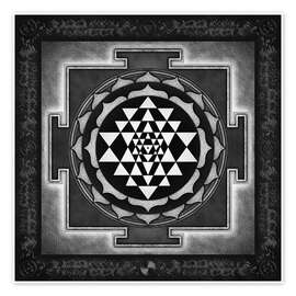 Wall print Sri Yantra Silberweiss - Dirk Czarnota