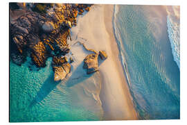 Alumiinitaulu Aerial sunset on the beach in Victoria, Australia