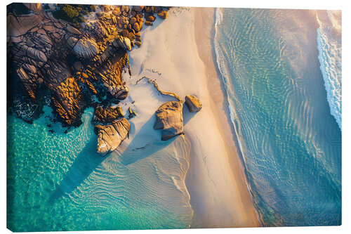 Leinwandbild Luftbild Sonnenuntergang am Strand in Victoria, Australien