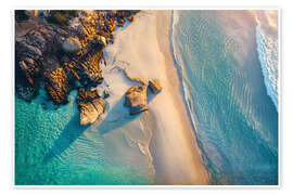 Póster Aerial sunset on the beach in Victoria, Australia