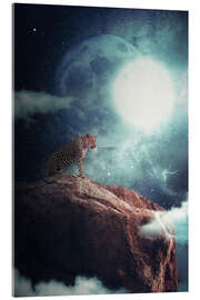 Akrylbilde Leopard in the moon night dominating the jungle - Gen Z