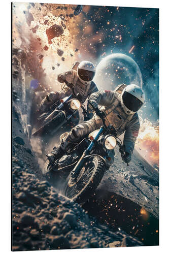 Aluminium print Astronauts motorcycle racing