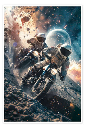 Poster Astronauts motorcycle racing