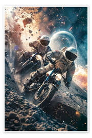 Wall print Astronauts motorcycle racing - Peter Roder