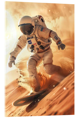 Akrylbillede Astronaut Snowboarder
